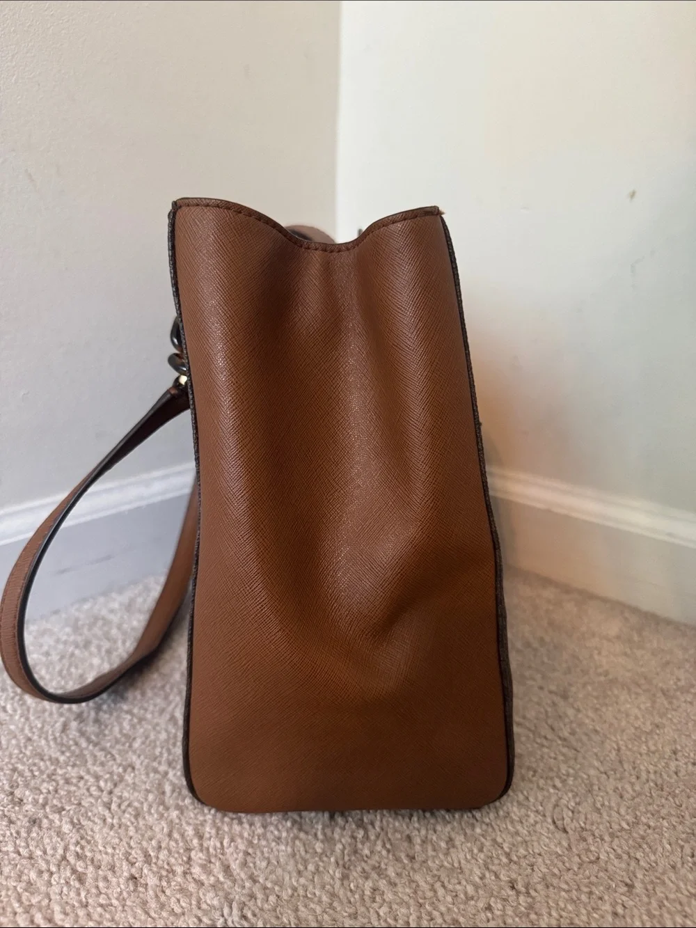 Michael Kors Brown & Tan MK Signature Tote with Gold Hardware